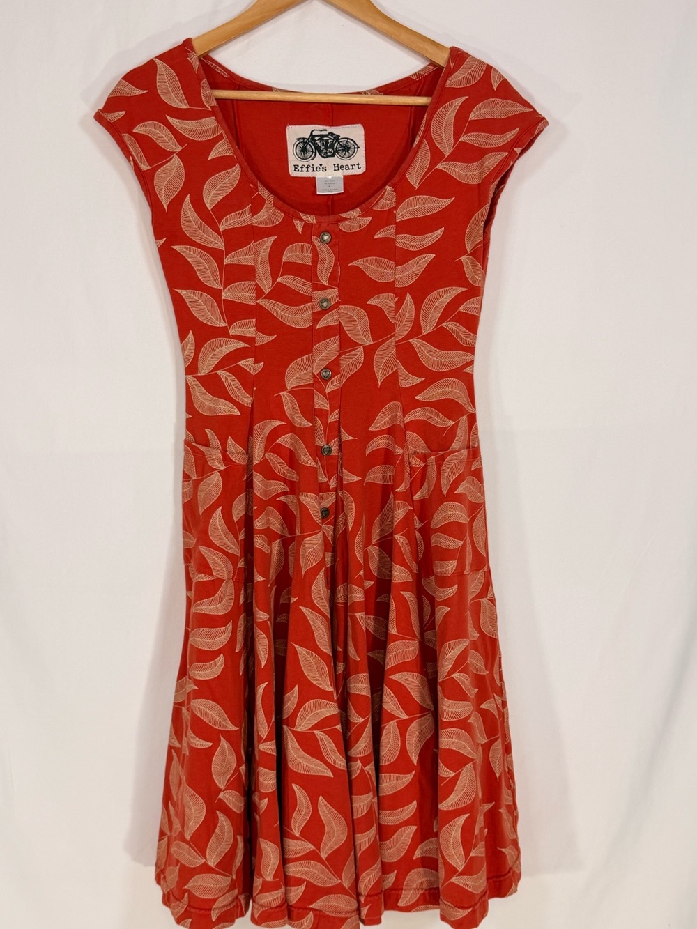 Effie's Heart Women's Fit and Flare Dress Size Medium Leaf Pin Up Girl Retro